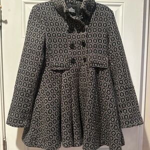 Angie Monochrome Patterned Pea Coat-Cute and Comfortable!